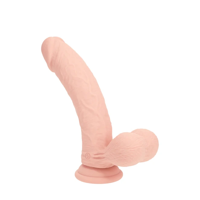 7 Inch RealRock Ultra Realistic Dual Density Vibrating Silicone Dildo with Balls Beige