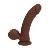 8 Inch RealRock Ultra Realistic Dual Density Vibrating Silicone Dildo with Balls Brown
