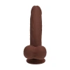 8 Inch RealRock Ultra Realistic Dual Density Vibrating Silicone Dildo with Balls Brown
