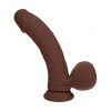 8 Inch RealRock Ultra Realistic Dual Density Vibrating Silicone Dildo with Balls Brown