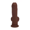 8 Inch RealRock Ultra Realistic Dual Density Vibrating Silicone Dildo with Balls Brown