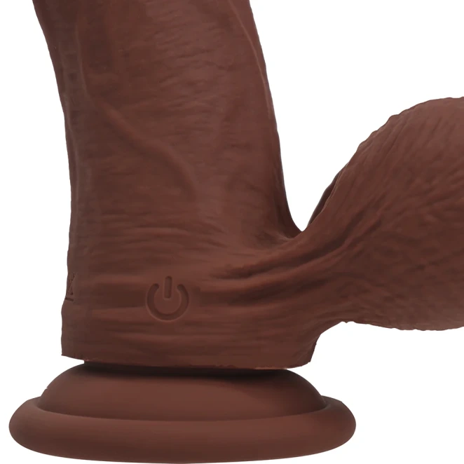 8 Inch RealRock Ultra Realistic Dual Density Vibrating Silicone Dildo with Balls Brown