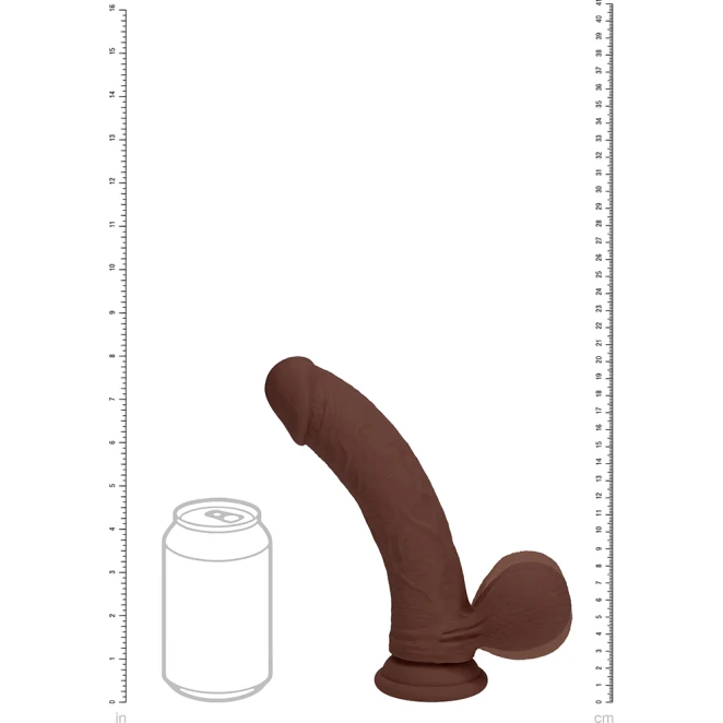 8 Inch RealRock Ultra Realistic Dual Density Vibrating Silicone Dildo with Balls Brown