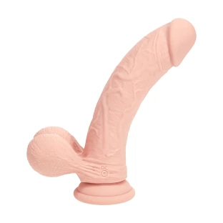 8 Inch RealRock Ultra Realistic Dual Density Vibrating Silicone Dildo with Balls Beige