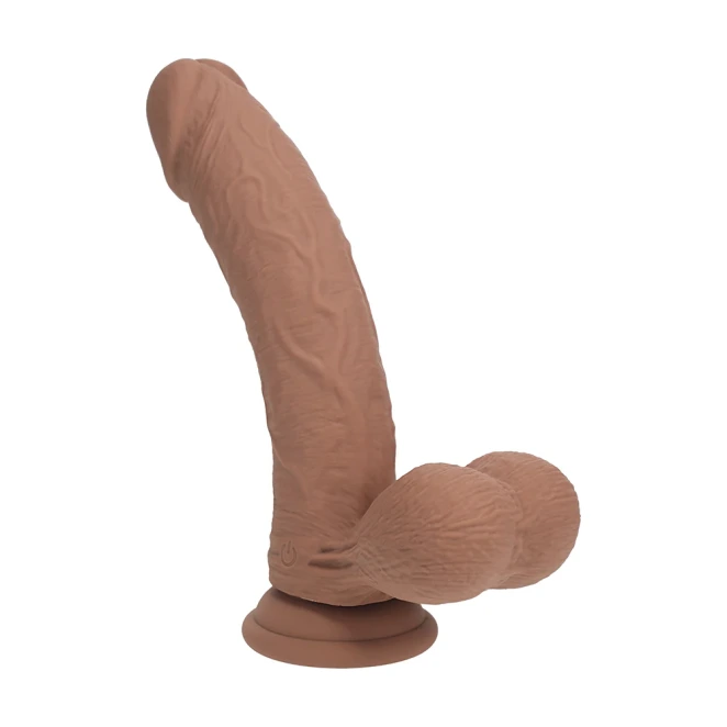 8 Inch RealRock Ultra Realistic Dual Density Vibrating Silicone Dildo with Balls Tan