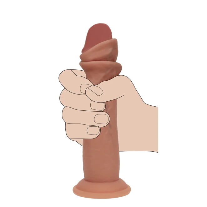 6 Inch RealRock Ultra Realistic Sliding Skin Dual Density Silicone Dildo Tan