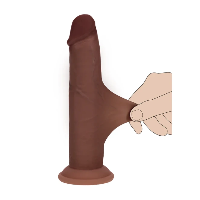 8 Inch RealRock Ultra Realistic Sliding Skin Dual Density Silicone Dildo Brown
