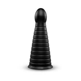 10 Inch b-Vibe Cone XXL Tapered Ribbed Anal Dildo with Suction Cup Black