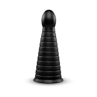 10 Inch b-Vibe Cone XXL Tapered Ribbed Anal Dildo with Suction Cup Black