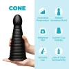 10 Inch b-Vibe Cone XXL Tapered Ribbed Anal Dildo with Suction Cup Black