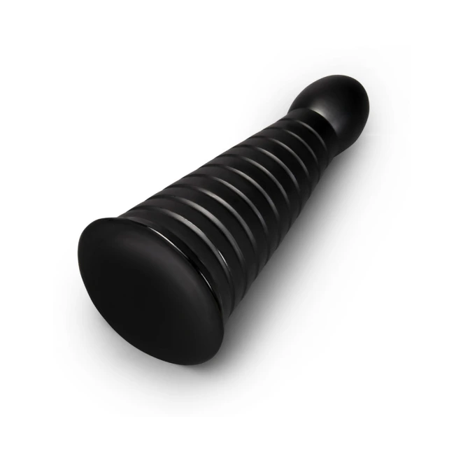 10 Inch b-Vibe Cone XXL Tapered Ribbed Anal Dildo with Suction Cup Black