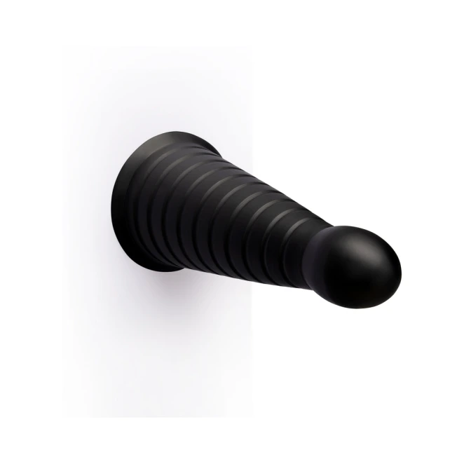 10 Inch b-Vibe Cone XXL Tapered Ribbed Anal Dildo with Suction Cup Black