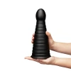 10 Inch b-Vibe Cone XXL Tapered Ribbed Anal Dildo with Suction Cup Black