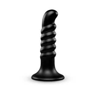 b-Vibe Krush 9.5 Inch XXL Curved Ribbed Anal Dildo with Suction Cup Black