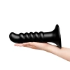 b-Vibe Krush 9.5 Inch XXL Curved Ribbed Anal Dildo with Suction Cup Black