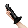 b-Vibe Krush 9.5 Inch XXL Curved Ribbed Anal Dildo with Suction Cup Black