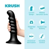 b-Vibe Krush 9.5 Inch XXL Curved Ribbed Anal Dildo with Suction Cup Black