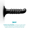 b-Vibe Krush 9.5 Inch XXL Curved Ribbed Anal Dildo with Suction Cup Black