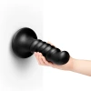 b-Vibe Krush 9.5 Inch XXL Curved Ribbed Anal Dildo with Suction Cup Black