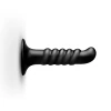 b-Vibe Krush 9.5 Inch XXL Curved Ribbed Anal Dildo with Suction Cup Black