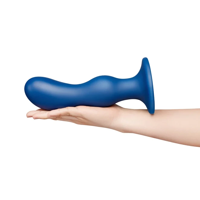 b-Vibe Milk 8.5 Inch XXL Curved Prostate Anal Trainer with Tapered Tip and Suction Cup Blue