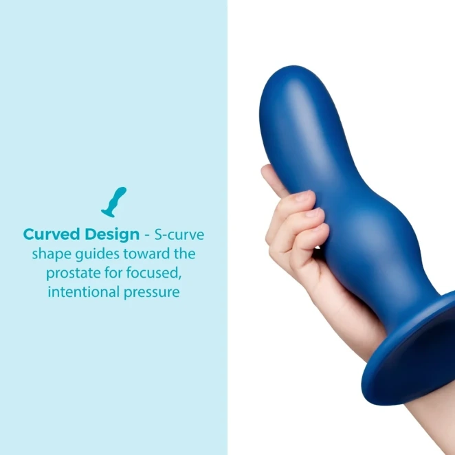 b-Vibe Milk 8.5 Inch XXL Curved Prostate Anal Trainer with Tapered Tip and Suction Cup Blue