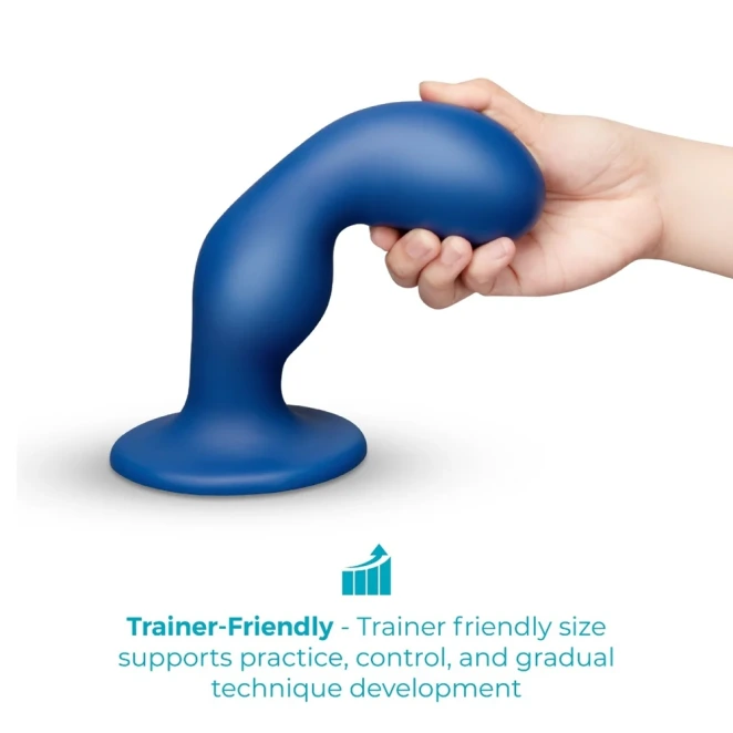 b-Vibe Milk 8.5 Inch XXL Curved Prostate Anal Trainer with Tapered Tip and Suction Cup Blue