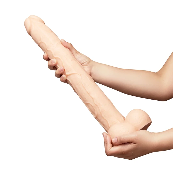 17 Inch b-Vibe Bone Deep-Insert Huge Dildo with Realistic Balls & Suction Cup Beige