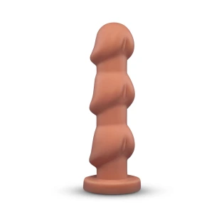 10.5 Inch b-Vibe Headz XXL Multi Bulb Anal Dildo with Flared Suction Cup Base Tan