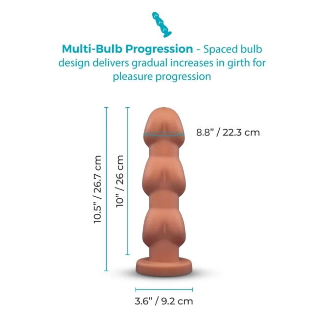 10.5 Inch b-Vibe Headz XXL Multi Bulb Anal Dildo with Flared Suction Cup Base Tan