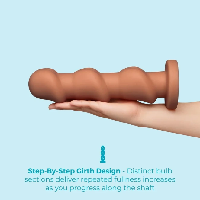10.5 Inch b-Vibe Headz XXL Multi Bulb Anal Dildo with Flared Suction Cup Base Tan