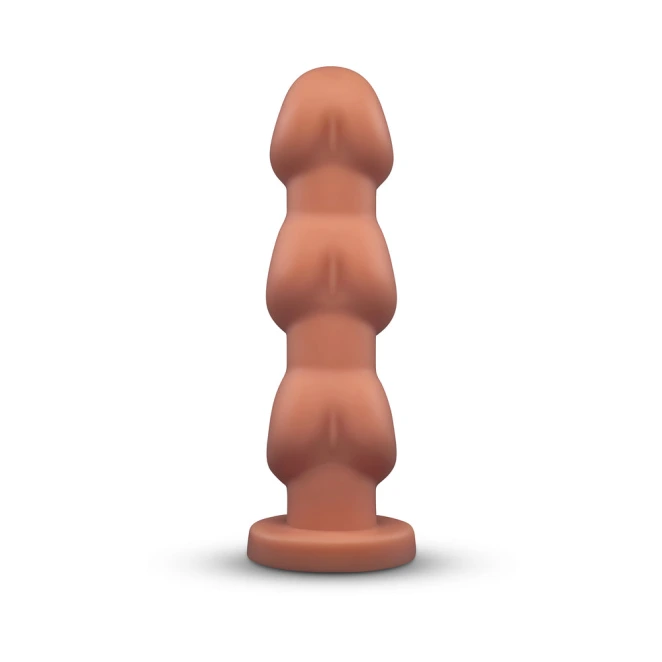 10.5 Inch b-Vibe Headz XXL Multi Bulb Anal Dildo with Flared Suction Cup Base Tan