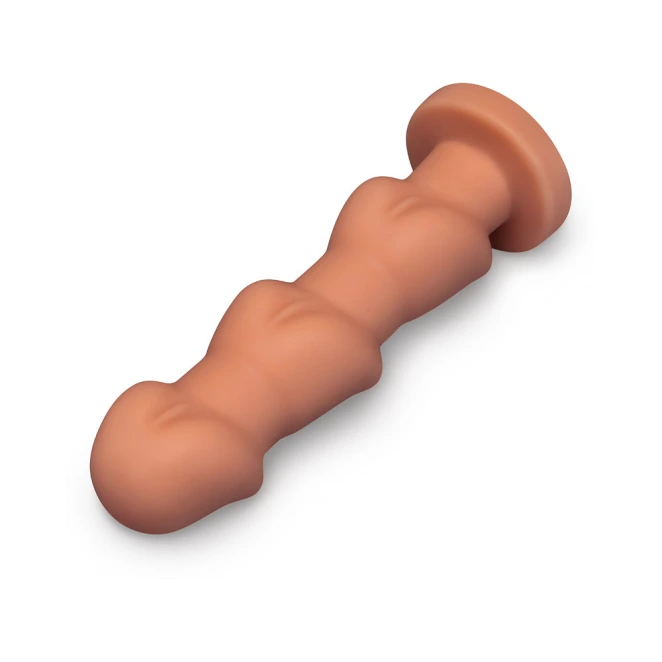 10.5 Inch b-Vibe Headz XXL Multi Bulb Anal Dildo with Flared Suction Cup Base Tan