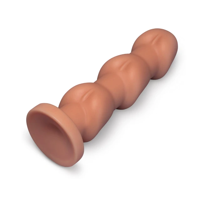 10.5 Inch b-Vibe Headz XXL Multi Bulb Anal Dildo with Flared Suction Cup Base Tan