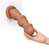 10.5 Inch b-Vibe Headz XXL Multi Bulb Anal Dildo with Flared Suction Cup Base Tan
