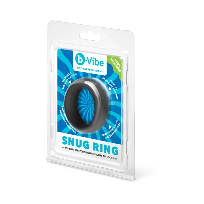 b-Vibe Snug Ring 40mm Soft Stretch Silicone Cock Ring Black