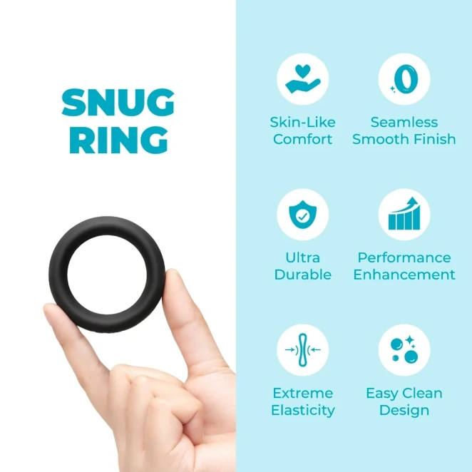 b-Vibe Snug Ring 40mm Soft Stretch Silicone Cock Ring Black