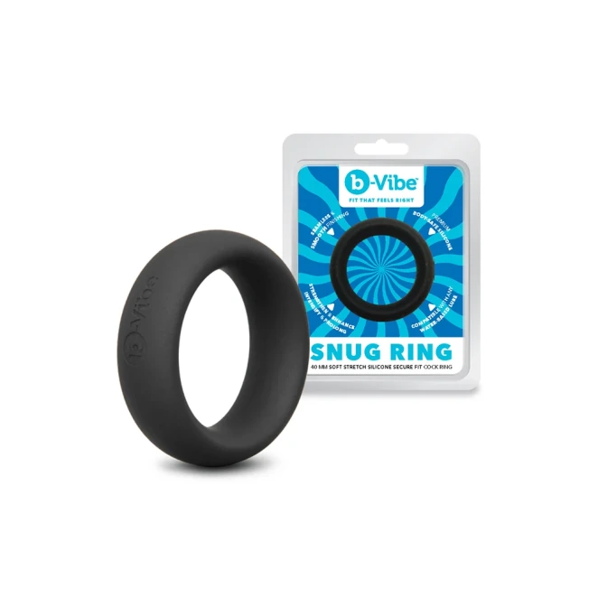 b-Vibe Snug Ring 40mm Soft Stretch Silicone Cock Ring Black