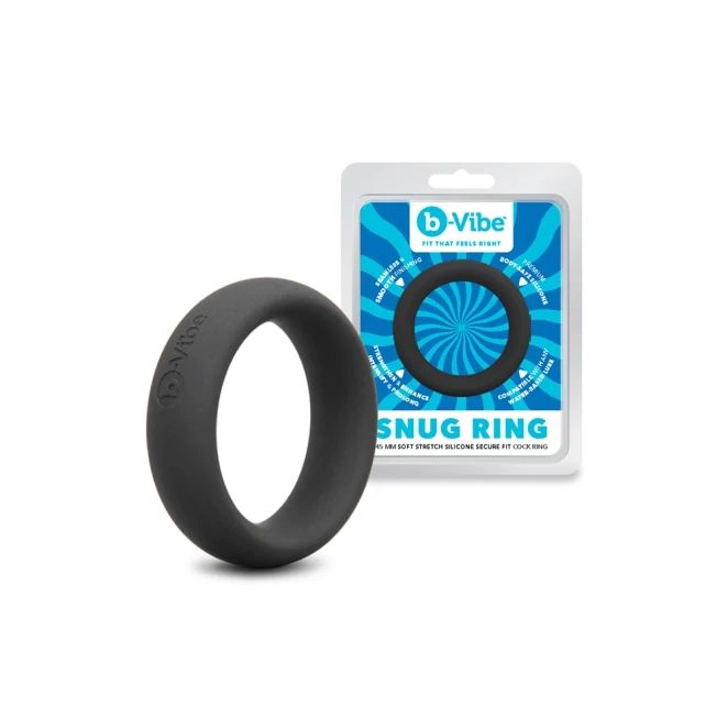 b-Vibe Snug Ring 45mm Soft Stretch Silicone Cock Ring Black
