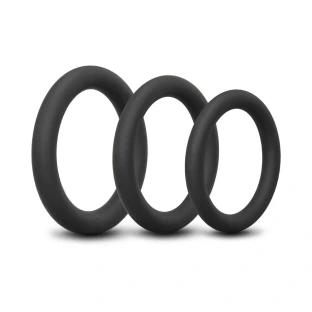 b-Vibe Snug Ring Lite 3 Pack Beginner Silicone Cock Ring Set Black