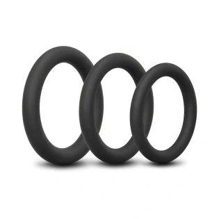 b-Vibe Snug Ring Lite 3 Pack Beginner Silicone Cock Ring Set Black