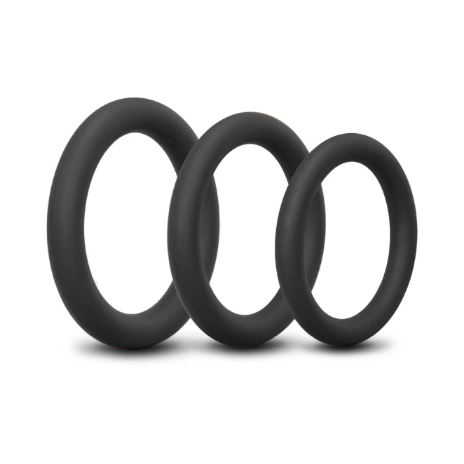 b-Vibe Snug Ring Lite 3 Pack Beginner Silicone Cock Ring Set Black