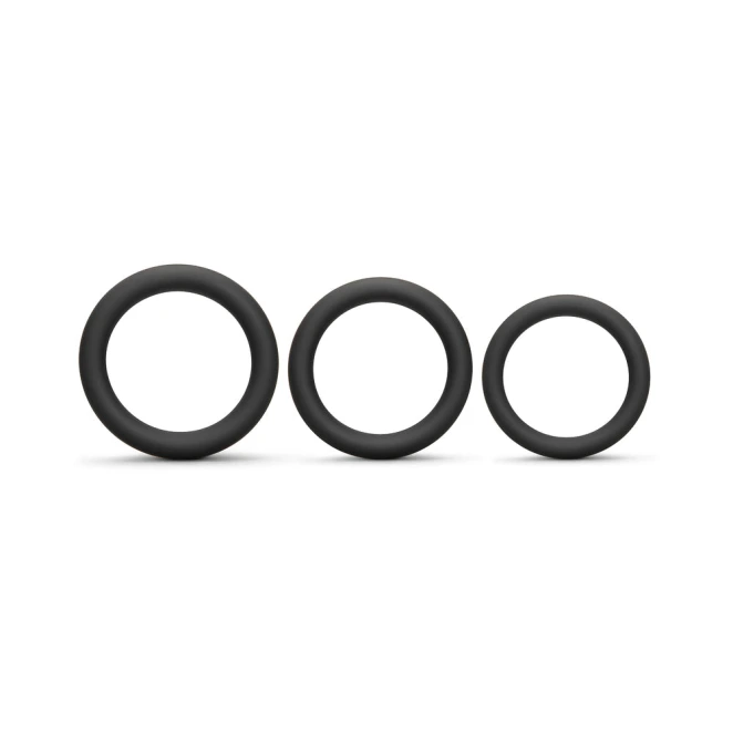 b-Vibe Snug Ring Lite 3 Pack Beginner Silicone Cock Ring Set Black