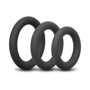 b-Vibe Snug Ring Swole 3 Pack Thick Silicone Cock Ring Set Black