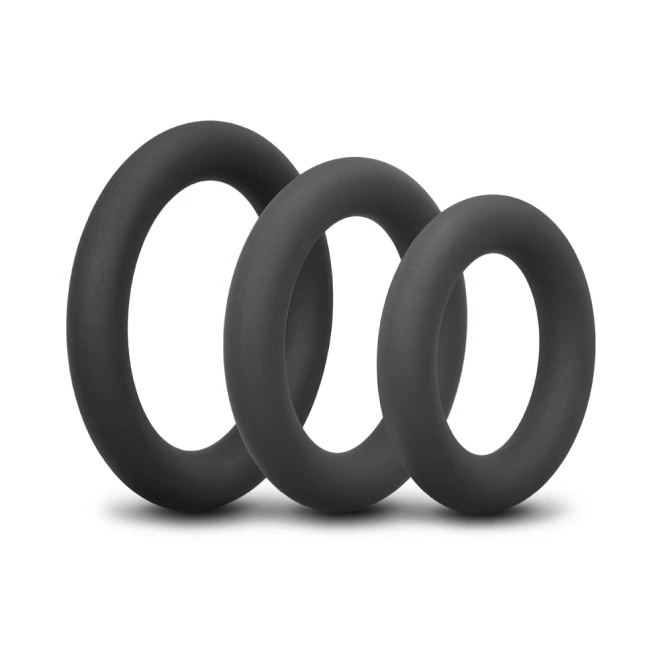 b-Vibe Snug Ring Swole 3 Pack Thick Silicone Cock Ring Set Black