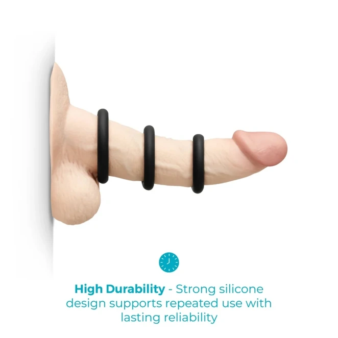 b-Vibe Snug Ring Swole 3 Pack Thick Silicone Cock Ring Set Black