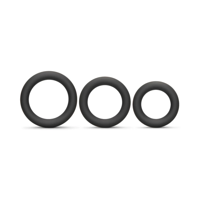 b-Vibe Snug Ring Swole 3 Pack Thick Silicone Cock Ring Set Black