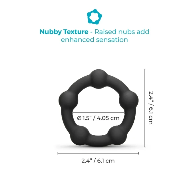 b-Vibe Snug Ring Orbit 40.5mm Nubby Silicone Cock Ring Black