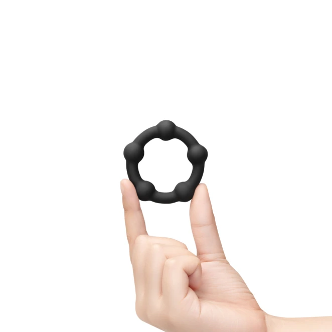 b-Vibe Snug Ring Orbit 40.5mm Nubby Silicone Cock Ring Black