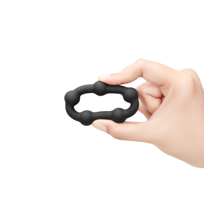 b-Vibe Snug Ring Orbit 40.5mm Nubby Silicone Cock Ring Black